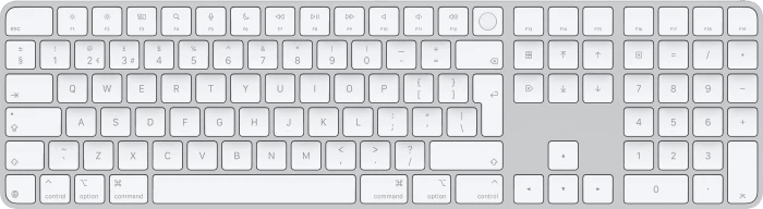 Apple Magic Keyboard mit Touch ID und Ziffernblock für Mac mit Apple Chip (USB-C), weiß/silber, USB/Bluetooth, UK