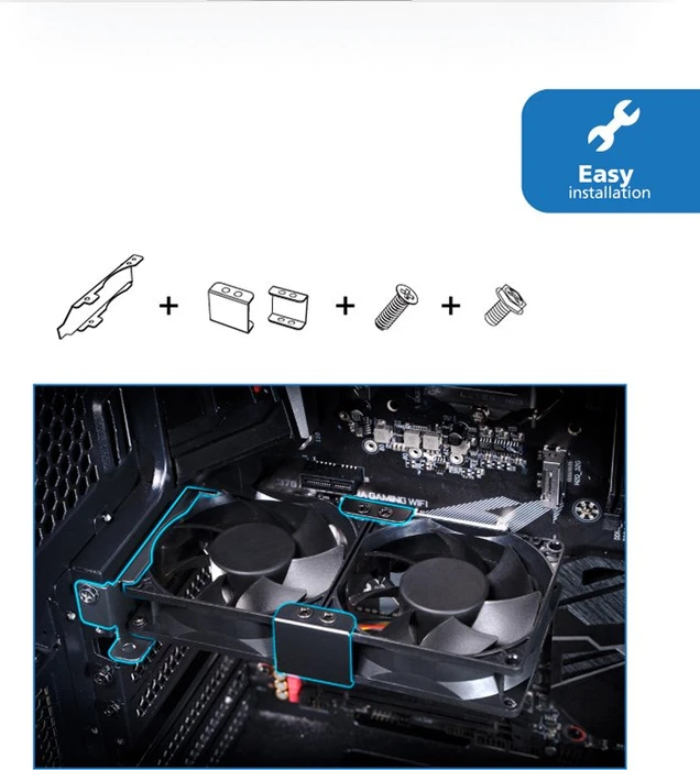 Akasa Lüfter-Montagehalterung für PCI-Slot für 1x/2x 80/92mm Lüfter