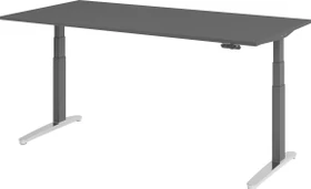 Hammerbacher Ergonomic Aktiv XBHM12 elektrisch höhenverstellbarer Sitz-Steh-Schreibtisch 200x100cm graphit/graphit
