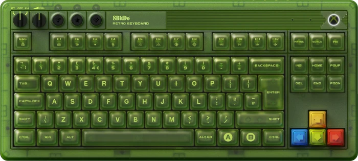 8BitDo Retro 87 Mechanical Keyboard, Xbox Edition, grün