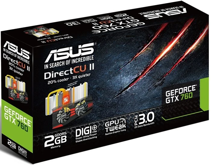 ASUS GeForce GTX 760 DirectCU II, GTX760-DC2-2GD5-SSU, 2GB GDDR5, 2x DVI, HDMI, DP