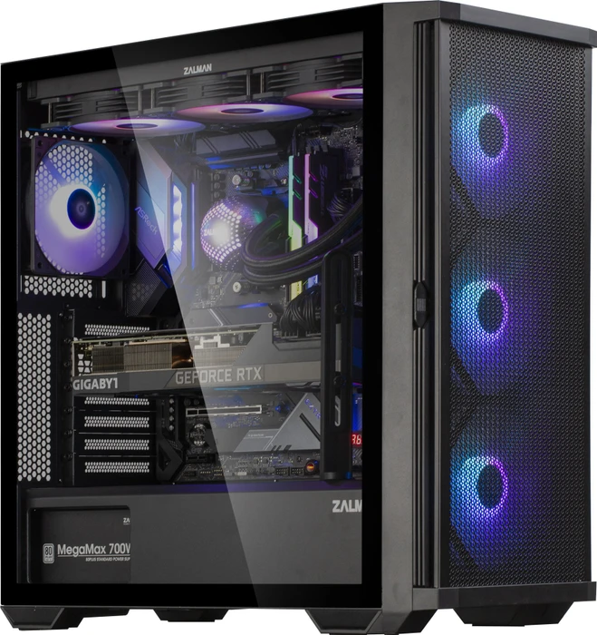 Zalman Z10 Plus, schwarz, Glasfenster