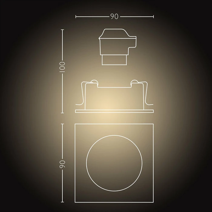 Philips Hue White Ambiance Milliskin Einbauleuchte Erweiterung eckig alu schwarz