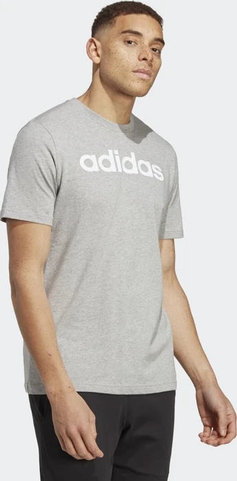 adidas Essentials Single Jersey Linear Embroidered Logo T-Shirt kurzarm medium grey heather (Herren)
