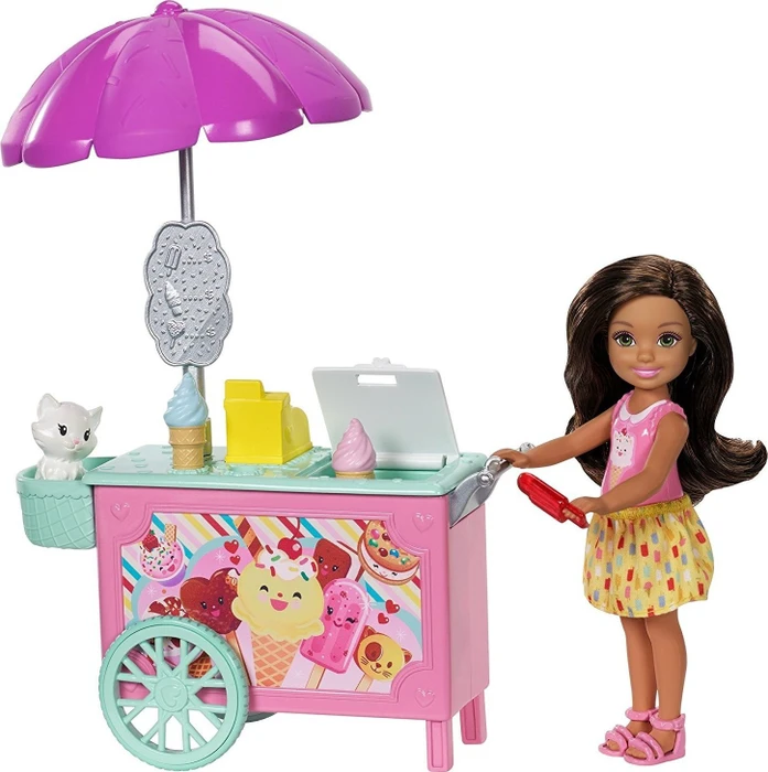 Mattel Barbie - Club Chelsea Puppe und Eiswagen Spielset