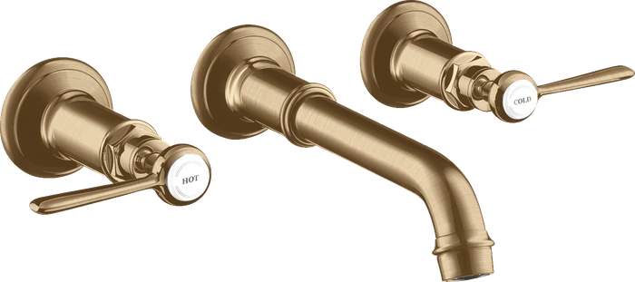Hansgrohe Axor Montreux 3-Loch Waschtischarmatur für Wandmontage und Hebelgriffen brushed bronze
