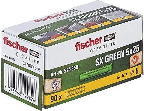 fischer SX Green 5x25 Spreizdübel, 5x25mm, 90 Stück