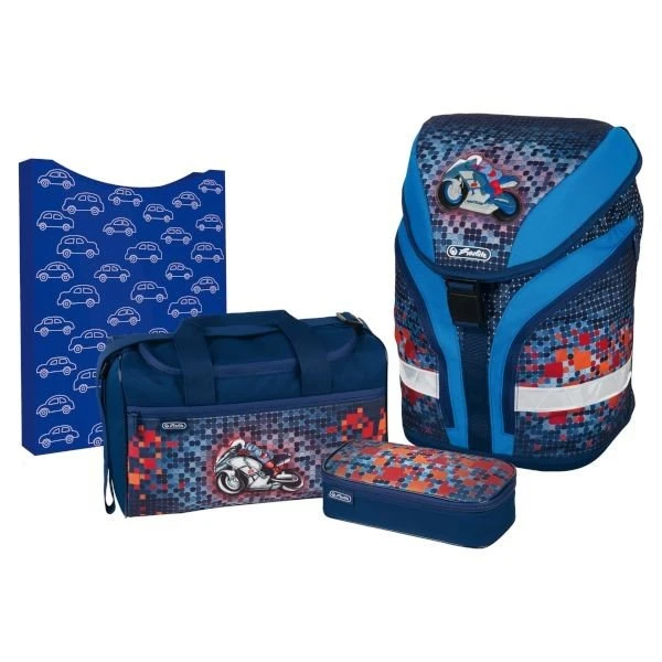 Herlitz Motion Plus Motorbike Schultaschen-Set, 4-tlg.