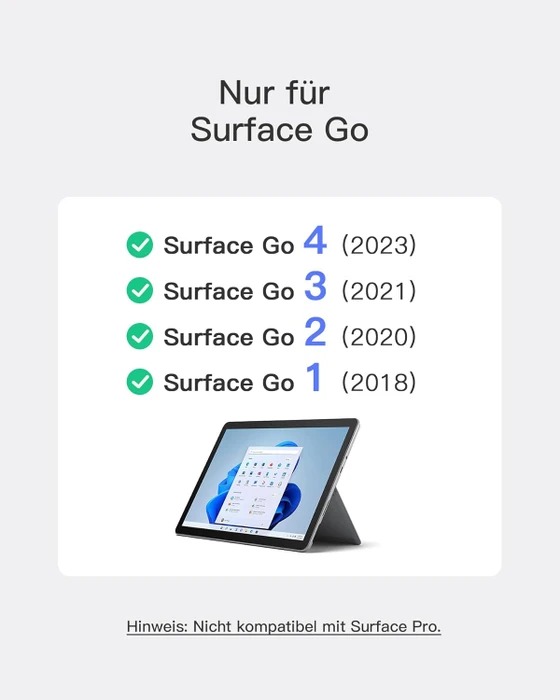 Inateck Bluetooth-Tastatur-Hülle für Surface Go 4/3/2/1, grau, DE