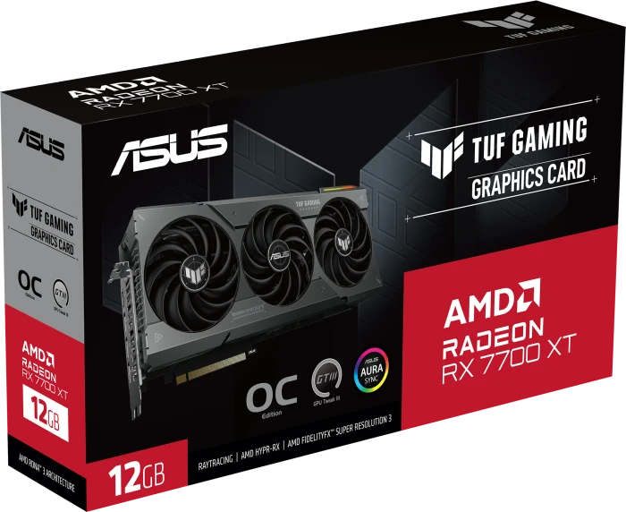 ASUS TUF Gaming Radeon RX 7700 XT OC, TUF-RX7700XT-O12G-GAMING, 12GB GDDR6, HDMI, 3x DP