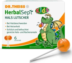 Dr. Theiss HerbalSept Husten Lutscher Kids Orange, 6 Stück