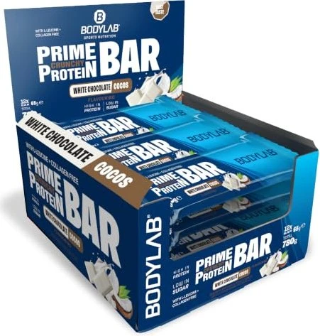 BodyLab24 Prime Crunchy Protein Bar White Chocolate & Coconut 780g (12x 65g)