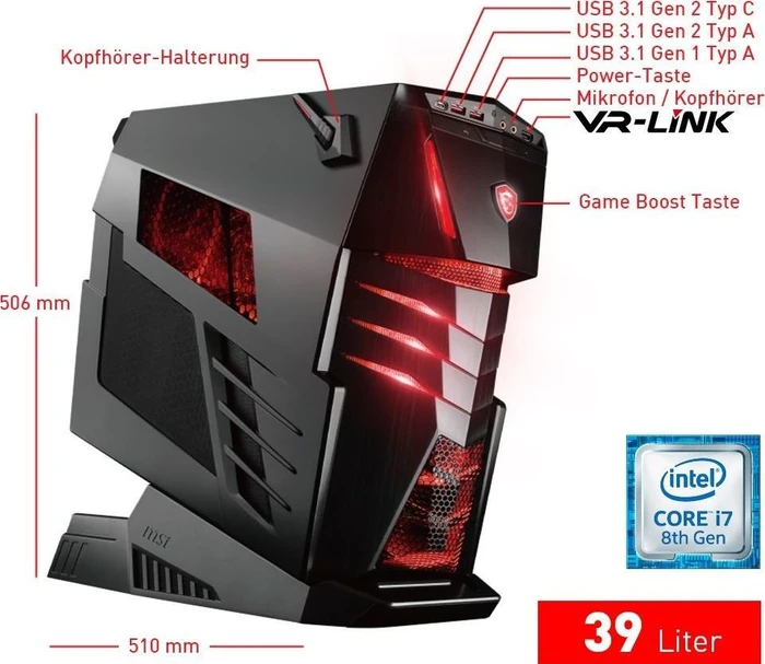 MSI Aegis Ti3 8RD SLI-014DE, Core i7-8700K, 64GB RAM, 1.02TB SSD, 3TB HDD, 2x GeForce GTX 1080