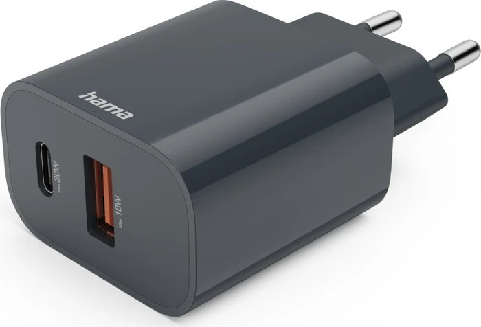 Hama Schnellladegerät 1x USB-C 1x USB-A PD 20W anthrazit