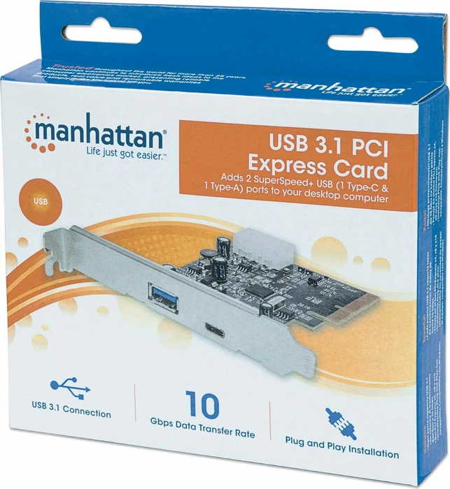 Manhattan 1x USB-C 3.1, 1x USB-A 3.1, PCIe 2.0 x4