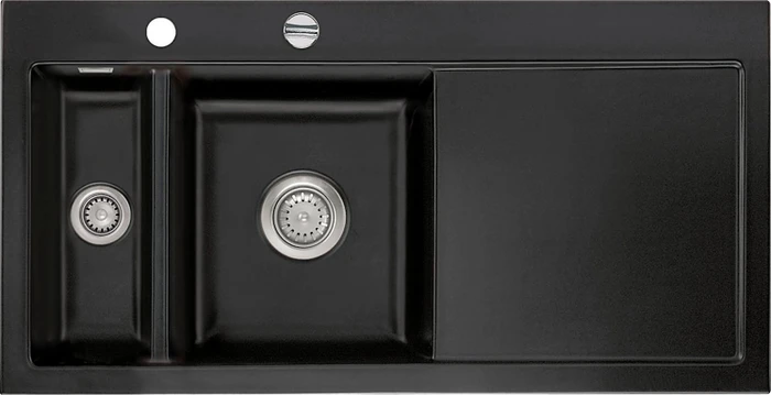systemceram Mera 100 Einbau Becken links mit Ablauffernbedienung nigra