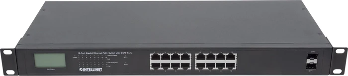 Intellinet Rackmount Gigabit Switch, 16x RJ-45, 2x SFP, 370W PoE+