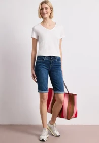 Street One Jane Bermuda Shorts mit Turn-Up Detail Jeans dark blue authentic wash (Damen)