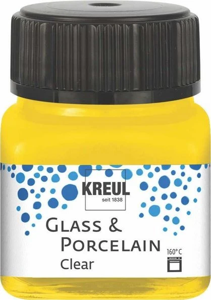Kreul Glass & Porcelain Clear Glas- und Porzellanmalfarbe, sonnengelb, 20ml