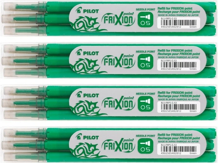 Pilot FriXion Point BLS-FRP5-G-S3 Rollerballmine RB 0.5mm grün, 4er-Pack