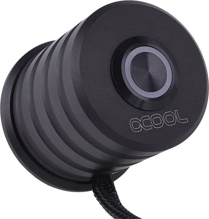 Alphacool Powerbutton, Taster schwarz, LED rot, Ein-/Ausschalter für PC, schwarz/rot