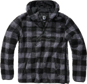 Brandit Teddyfleece Worker Hoodie black/grey gingham (Herren)