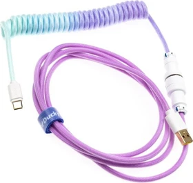 Ducky Premicord Spiralkabel USB-C auf USB-A, Tastaturkabel (Spiral-Textilkabel), 1.8m, Gradient Color Azure