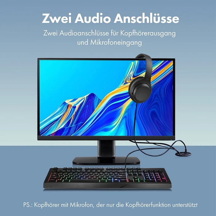 Graugear G-THUB-AU-60 Tisch HUB mit Audioanschlüssen, USB-A 3.0 [Stecker]