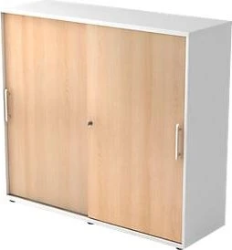 Hammerbacher Schiebetürenschrank 3OH V1753S, Relinggriff, weiß/eiche, Aktenschrank