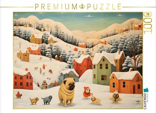 Calvendo Hunde spielen in einer Winterlandschaft lustig im Schnee