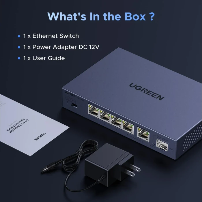 Ugreen Desktop 2.5G Switch, 5x RJ-45, 1x SFP+