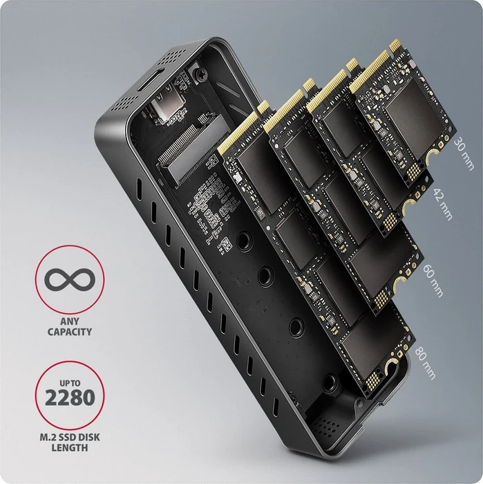 Axagon M.2 Festplattengehäuse, M.2 PCIe, USB-C 3.2
