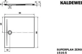 Kaldewei Superplan Zero 1516-5 Duschwanne 80x80cm, Wannenträger extraflach, pergamon