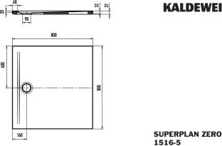 Kaldewei Superplan Zero 1516-5 Duschwanne 80x80cm, Wannenträger extraflach, pergamon