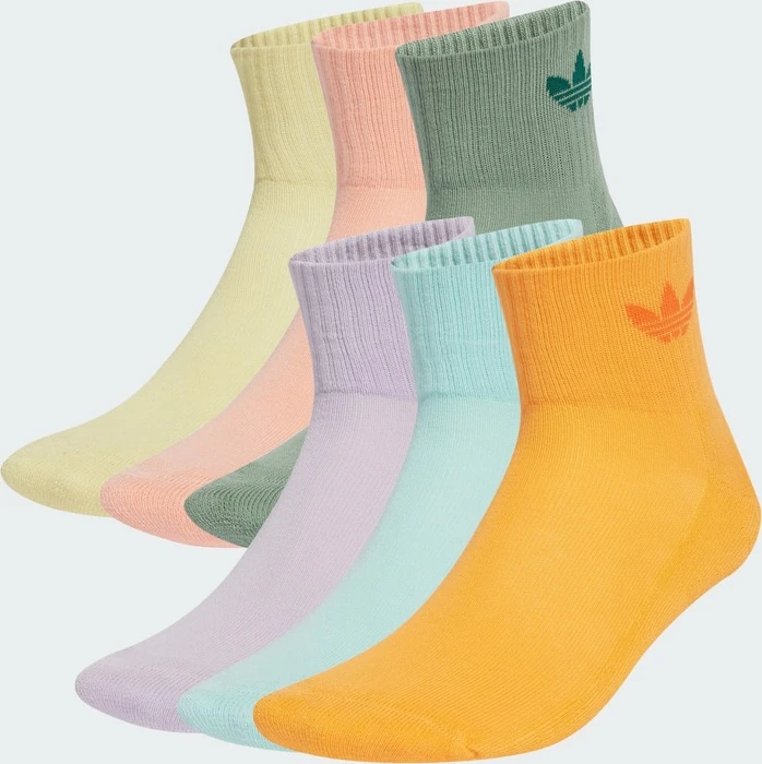 adidas Mid Ankle Socken silver green/glow pink/powder yellow, 6 Paare