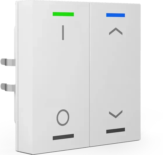 MDT Taster Light 55 2-fach reinweiß glänzend, Symbol I/O und Auf/Ab