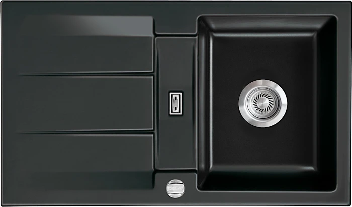 systemceram Genea 87 F Einbau Becken reversibel mit Ablauffernbedienung nero
