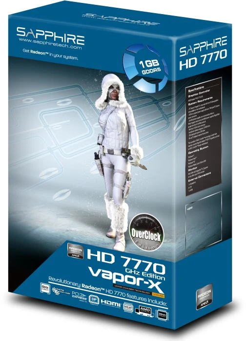 Sapphire Vapor-X Radeon HD 7770 GHz Edition OC, 1GB GDDR5, 2x DVI, HDMI, mDP, lite retail