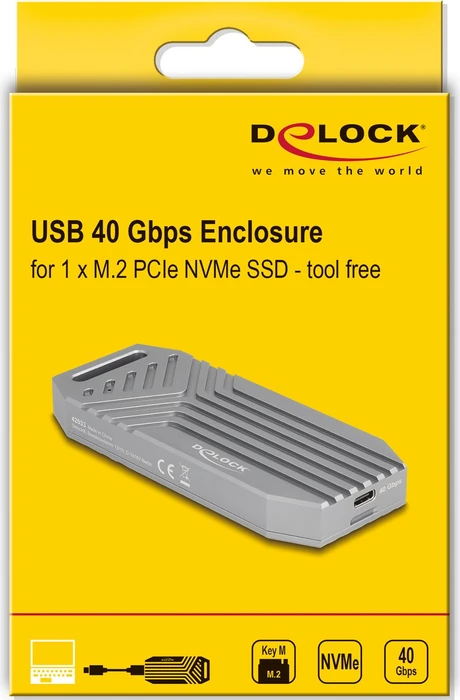 DeLOCK Externes Gehäuse für M.2 NVMe SSD, USB4