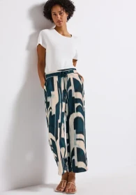 Street One Gemusterte Wide Leg Hose tide blue (Damen)