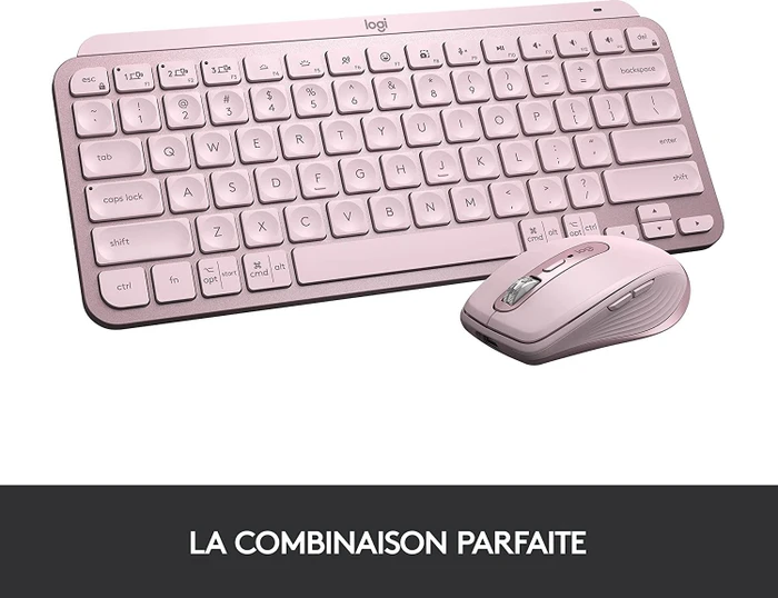 Logitech MX Keys Mini, rosa, LEDs weiß, Logi Bolt, Rose, USB/Bluetooth, FR
