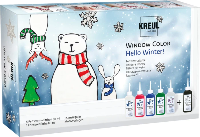 Kreul Window Color Set Hello Winter Malfarbe, 5 Farben, 80ml
