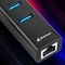 Sharkoon 3-Port Aluminium Hub schwarz, RJ-45, USB-A 3.0/USB-C 3.0 [Stecker] Vorschaubild