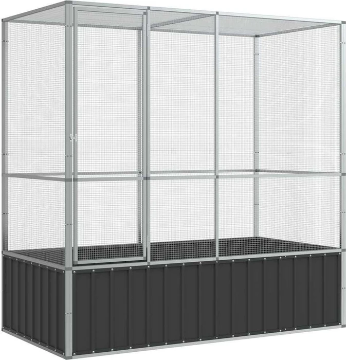 vidaXL Voliere, silber/grau, 210.5x212x107cm