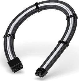 EZDIY-FAB 12VHPWR Kabel, 16-Pin PCIe Verlängerungskabel, 16-Pin PCIe 5.0 12VHPWR Buchse auf 16-Pin PCIe 5.0 12VHPWR Stecker, 16AWG, schwarz/weiß, 30cm