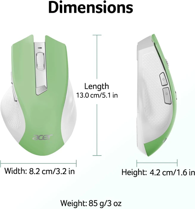 Acer OMR266 2.4GHz Wireless Mouse grün/weiß, USB