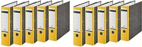Leitz Qualitäts Ordner 2-Ring 180° Klimaneutral, 80mm, A4, schwarz/gelb, 10er-Pack