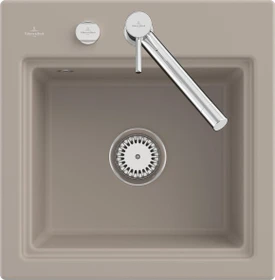 Villeroy & Boch Subway Style 50 S Einbau Becken mittig mit Ablauffernbedienung almond