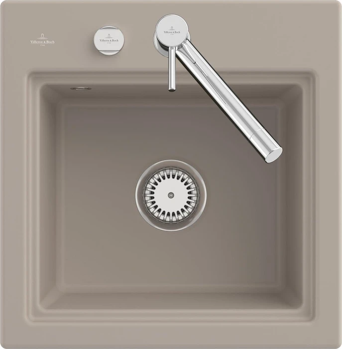 Villeroy & Boch Subway Style 50 S Einbau Becken mittig mit Ablauffernbedienung almond