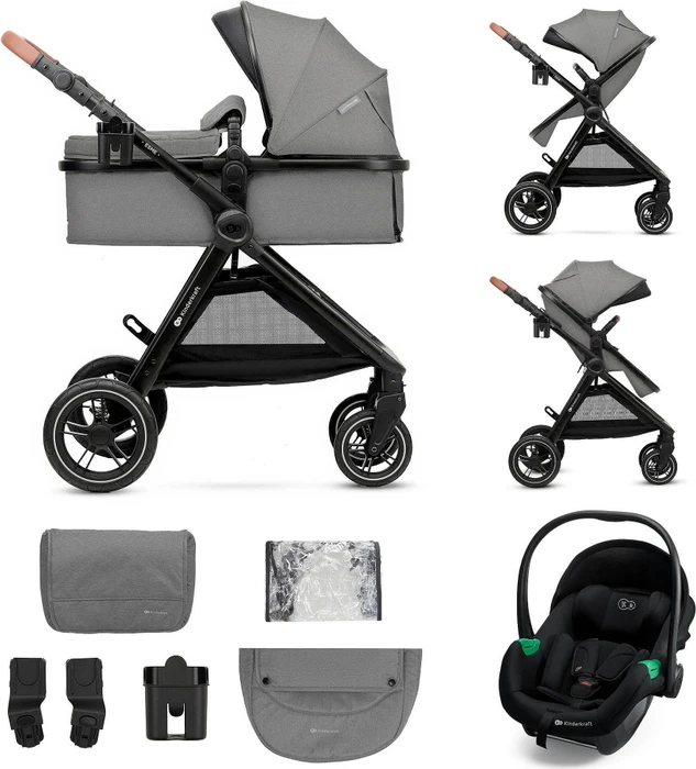Kinderkraft Esme Pro 3in1 Kombi-Kinderwagen grau